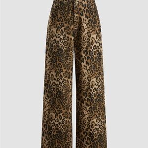 Leopard Print Wide-Leg Pants